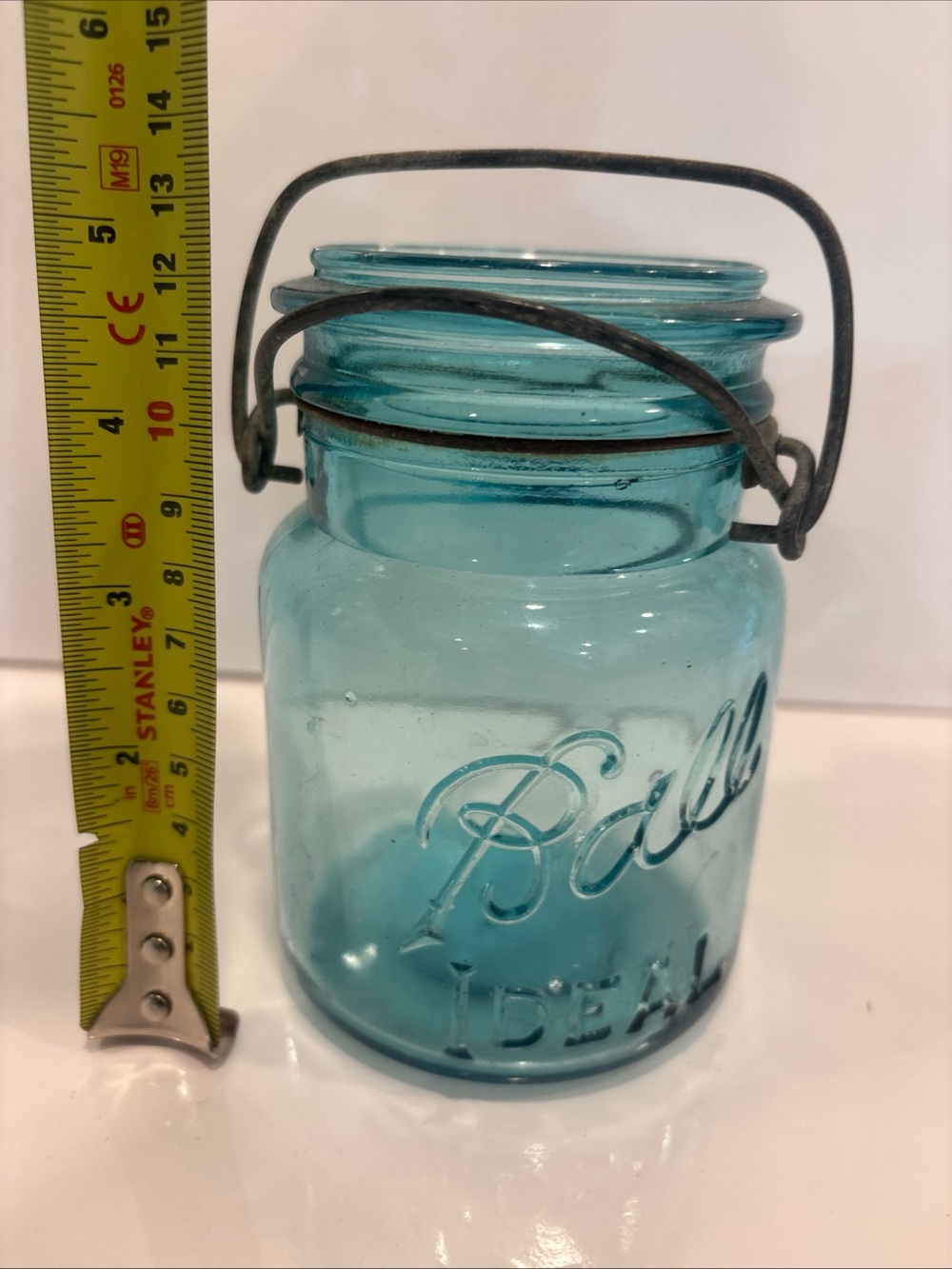 Ideal-Blue Ball Vintage Canning Jar  Pat D July 14 1908 5”